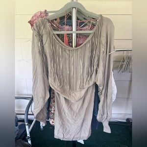 Sweater Dress, grey/silver with beads, semi formal Sheri Bodell